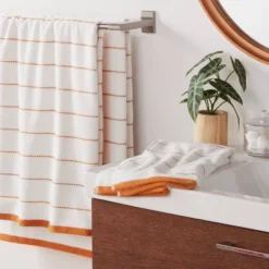 Modern Pinstriped Towel White/Yellow - Threshold™