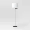 16" Metal Column Swing Arm Floor Lamp Black/White - Threshold™: Adjustable, Modern Design