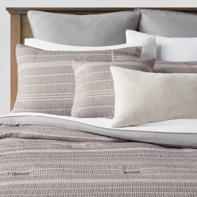 12pc Chambray Matelasse Stripe Comforter & Sheet Bedding Set Gray - Threshold™ 12 12pc Chambray Matelasse Stripe Comforter & Sheet Bedding Set Gray - Threshold™ - Image 10