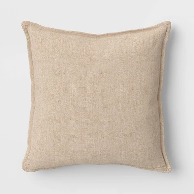 Square Linen Reversible Throw Pillow With Flange Contrast Neutral/Gold - Threshold™ 4 Square Linen Reversible Throw Pillow With Flange Contrast Neutral/Gold - Threshold™ - Image 2