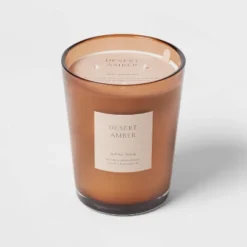 Colored Vase Glass With Dustcover Desert Amber Candle Brown - Threshold™ -Online Household Items GUEST 122de511 da8f 4184 879f 25e9a167978d