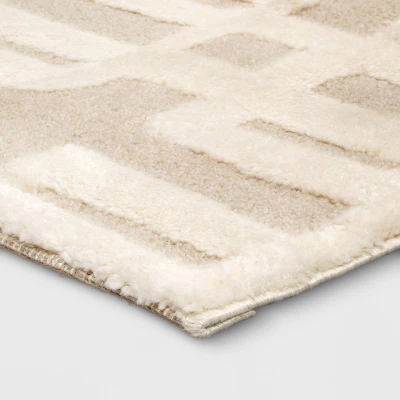 5'x7' High Low Geo Area Rug Ivory - Threshold™ 4 5'x7' High Low Geo Area Rug Ivory - Threshold™ - Image 2