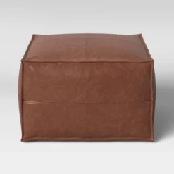 Earl Faux Leather French Seam Ottoman - Threshold™ -Online Household Items GUEST 1ca016c4 48cf 42c5 88cc be9b261971b8