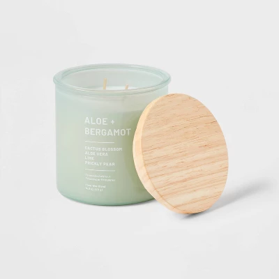 Glass Jar Aloe And Bergamot Candle Green - Threshold™ 4 Glass Jar Aloe And Bergamot Candle Green - Threshold™ - Image 2