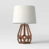Large Wood Geo Assembled Table Lamp Brown - Threshold™: No Assembly, UL Listed, Cotton Shade -Online Household Items GUEST 29fea008 f3c8 4d50 a361 0fdee37761fd 1