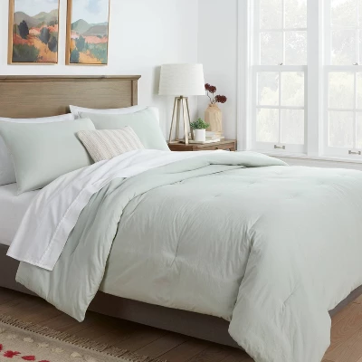 Washed Cotton Sateen Comforter & Sham Set - Threshold™ 3 Washed Cotton Sateen Comforter & Sham Set - Threshold™