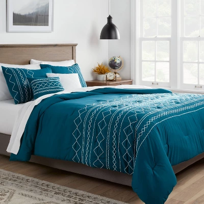 5pc Diamond Stitch Comforter Bedding Set Dark Teal Blue - Threshold™ 3 5pc Diamond Stitch Comforter Bedding Set Dark Teal Blue - Threshold™