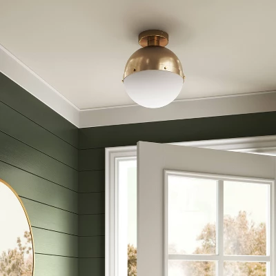 Globe Flush Mount Light Fixture Brass/White - Threshold™ 3 Globe Flush Mount Light Fixture Brass/White - Threshold™