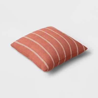 2pk Square Cotton Woven Stripe Throw Pillows Rust/Ivory- Threshold™ 4 2pk Square Cotton Woven Stripe Throw Pillows Rust/Ivory- Threshold™ - Image 2