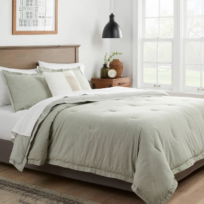 Cotton Linen Chambray Comforter & Sham Set - Threshold™ 3 Cotton Linen Chambray Comforter & Sham Set - Threshold™