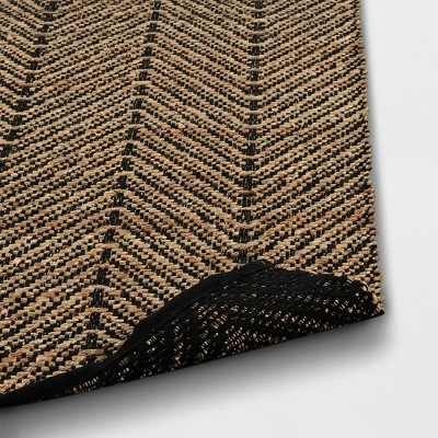 2'4"x7' Handloom Chevron Runner Rug Black - Threshold™: Jute & Cotton, Indoor, Abstract Pattern, OEKO-TEX Certified 5 2'4"x7' Handloom Chevron Runner Rug Black - Threshold™: Jute & Cotton, Indoor, Abstract Pattern, OEKO-TEX Certified - Image 3
