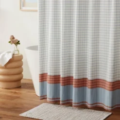 Traditional Gingham Plaid Shower Curtain Blue - Threshold™