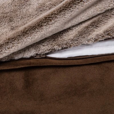 55" X 80" 15lbs Faux Fur Weighted Blanket With Removable Cover Brown - Threshold™ 4 55" X 80" 15lbs Faux Fur Weighted Blanket With Removable Cover Brown - Threshold™ - Image 2