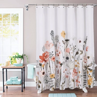 Floral Wave Shower Curtain White - Threshold™ 3 Floral Wave Shower Curtain White - Threshold™