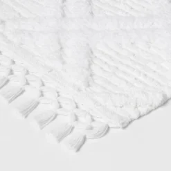 Diamond Embossed Tasseled Woven Bath Rug White - Threshold™ -Online Household Items GUEST 5e4954d3 d4dd 4103 8f2c 8cf3252568aa