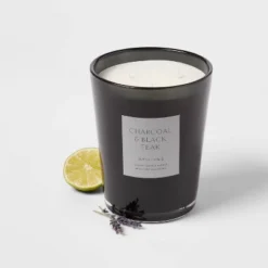 Colored Vase Glass With Dustcover & Black Teak Candle Black - Threshold™ -Online Household Items GUEST 66c22c12 0000 46e4 be57 6b08af1be607