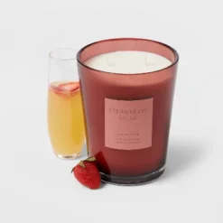 Colored Vase Glass With Dustcover Strawberry Musk Candle Red - Threshold™ -Online Household Items GUEST 6fbd7409 e02e 4d5d ba4b 134ffca565e9