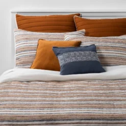 8pc Woven Stripe Comforter Bedding Set Blue/Orange/Off White - Threshold™ -Online Household Items GUEST 876fc230 7cf5 4589 b2d9 820bcdb612cb