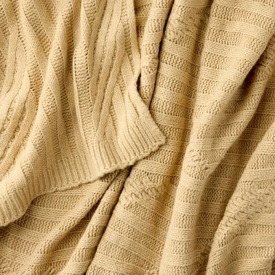 Tan Cable Rib Throw - 50 X 60" - Threshold Designed With Studio McGee 3 Tan Cable Rib Throw - 50 X 60" - Threshold Designed With Studio McGee