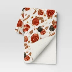 Pumpkin Printed Plush With Shearling Reverse Throw Blanket - Threshold™ -Online Household Items GUEST 93689881 488d 4b25 86de 00ec94c729b1