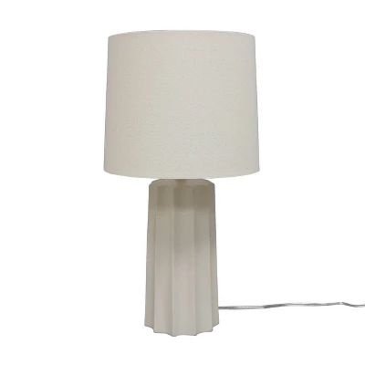 24.75"x13" Ribbed Ceramic Table Lamp Cream - Threshold™: Bedside, Nightstand, No Assembly Required 6 24.75"x13" Ribbed Ceramic Table Lamp Cream - Threshold™: Bedside, Nightstand, No Assembly Required - Image 4