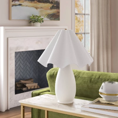 Wavy Shade Collection With Ceramic Base Table Lamp White - Threshold™ 4 Wavy Shade Collection With Ceramic Base Table Lamp White - Threshold™ - Image 2