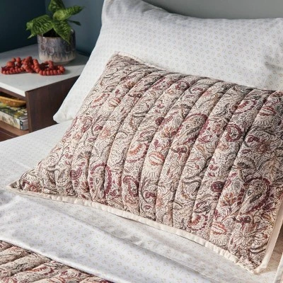 Voile Paisley Printed Quilt Sham Cream - Threshold™ 3 Voile Paisley Printed Quilt Sham Cream - Threshold™