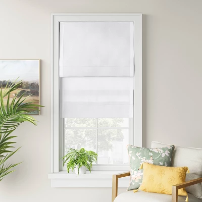 1pc Light Filtering Cordless Linen Blend Roman Window Shade White - Threshold™ 3 1pc Light Filtering Cordless Linen Blend Roman Window Shade White - Threshold™