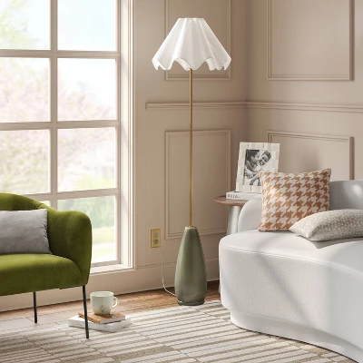Wavy Shade Collection With Ceramic Base Floor Lamp Green - Threshold™ 4 Wavy Shade Collection With Ceramic Base Floor Lamp Green - Threshold™ - Image 2