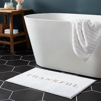 20"x30" 'Thankful' Bath Rug White - Threshold™ 3 20"x30" 'Thankful' Bath Rug White - Threshold™
