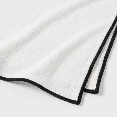 Luxe Border Stitch Towel Black/White - Threshold™ 5 Luxe Border Stitch Towel Black/White - Threshold™ - Image 3