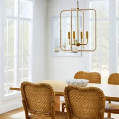Rattan Lantern Ceiling Pendant Brass - Threshold™ Designed With Studio McGee