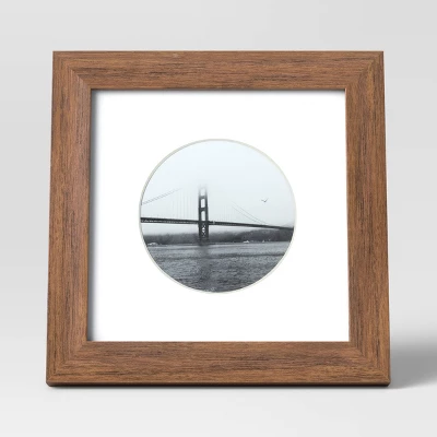 6" X 6" Matted To 4" X 4" Single Image Table Frame With Circle Brown - Threshold™: Polystyrene Material, Easel Back 4 6" X 6" Matted To 4" X 4" Single Image Table Frame With Circle Brown - Threshold™: Polystyrene Material, Easel Back - Image 2