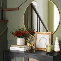 Artificial Plant Large Mixed Greenery And Poinsettia Arrangement - Threshold™