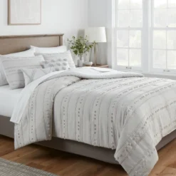 Featured Products 23 4pc Clipped Stripe Poms Comforter Bedding Set - Threshold™