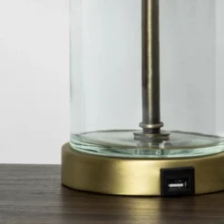 Fillable Accent With USB Table Lamp Brass - Threshold™: Modern Glass Nightstand Lamp, ETL Listed, No Bulb Included -Online Household Items GUEST cde816b4 4d22 45b7 aad0 2e1664c1a18c