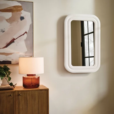 24"x36" Textured Wall Mirror White - Threshold™ 3 24"x36" Textured Wall Mirror White - Threshold™