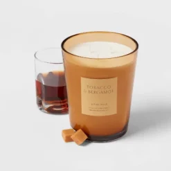 Colored Vase Glass With Dustcover Tobacco And Bergamot Candle Yellow - Threshold™ -Online Household Items GUEST cedda737 4d61 46dc 8940 71dbc6ecccd9