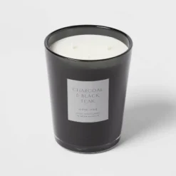 Colored Vase Glass With Dustcover & Black Teak Candle Black - Threshold™ -Online Household Items GUEST cf6f4780 63d6 4d26 8370 d23011a8995c