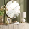 26" Faux Marble Finished In Polished Brass Wall Clock White - Threshold™: Elegant Timepiece For Indoor Use -Online Household Items GUEST cfb4ef93 16fe 4cf5 8ace 3a85115e6f47