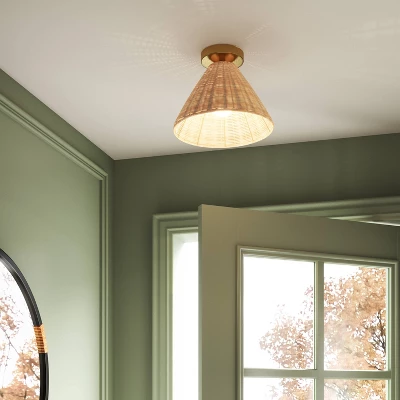 Rattan Fixed Ceiling Light Brass - Threshold™ 4 Rattan Fixed Ceiling Light Brass - Threshold™ - Image 2