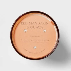 Colored Vase Glass With Dustcover Mandarin & Guava Candle Orange - Threshold™ -Online Household Items GUEST d3b0111f a038 45b0 94b7 4c6c85a435e3