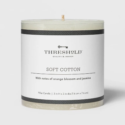 Pillar Candle Soft Cotton White - Threshold™ 5 Pillar Candle Soft Cotton White - Threshold™ - Image 3