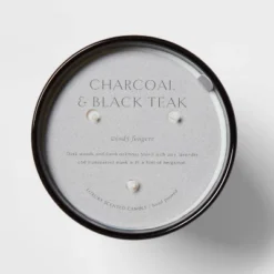 Colored Vase Glass With Dustcover & Black Teak Candle Black - Threshold™ -Online Household Items GUEST db5f0a77 3d4b 4811 aeb9 5e16fded9c82