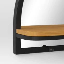 24"x15" Arch Wall Mirror With Shelf And Pegs Brown/Black - Threshold™: Modern Style, Horizontal Orientation, Includes Mounting Hardware 7 24"x15" Arch Wall Mirror With Shelf And Pegs Brown/Black - Threshold™: Modern Style, Horizontal Orientation, Includes Mounting Hardware -Online Household Items GUEST e231dd8f beeb 45b4 8ced 6ab340f72156