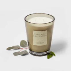 Colored Vase Glass With Dustcover Watermint And Eucalyptus Candle Green - Threshold™ -Online Household Items GUEST e5144fde ec25 4103 bb0f 2b77c5bb8627