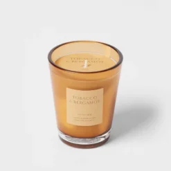 Colored Vase Glass With Dustcover Tobacco And Bergamot Candle Yellow - Threshold™ -Online Household Items GUEST f2d322ed 7929 4fe4 80ce 3b86e1456d1f