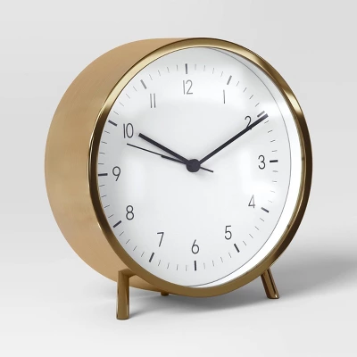 6" Mantle Clock With Alarm Brass - Threshold™: Modern White Face, Table & Desk Timepiece 4 6" Mantle Clock With Alarm Brass - Threshold™: Modern White Face, Table & Desk Timepiece - Image 2