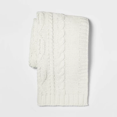 Cable Knit Chenille Throw Blanket - Threshold 5 Cable Knit Chenille Throw Blanket - Threshold - Image 3
